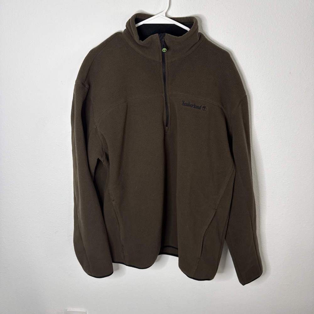 Timberland 1/4 Pullover Sweatshirt Mens XLT Olive GreenFleece Sweater Warm Soft